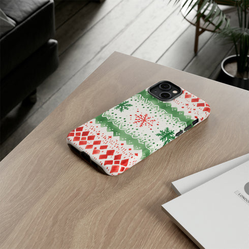 Watercolor Christmas Knitting - Impact Resistant Phone Case